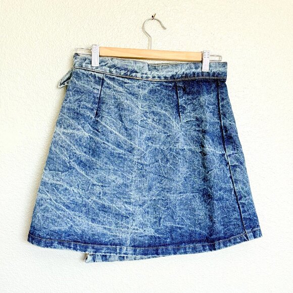 THE PEOPLE Vs. Acid Wash Denim Wrap Mini Skirt with Pockets | Size M | Retro Y2k - Picture 3 of 17